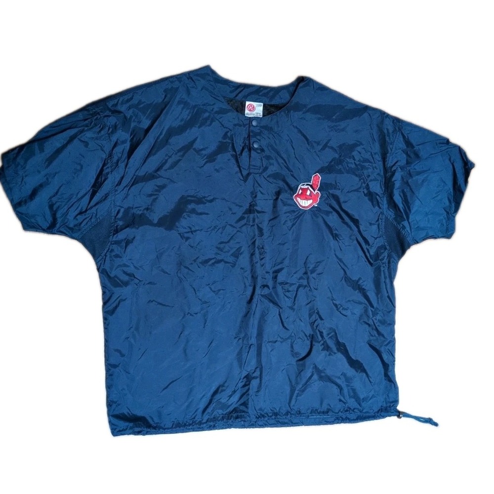 Vintage Short Sleeve XL Cleveland Indians Warmup Rawlings Guardians Windbreaker